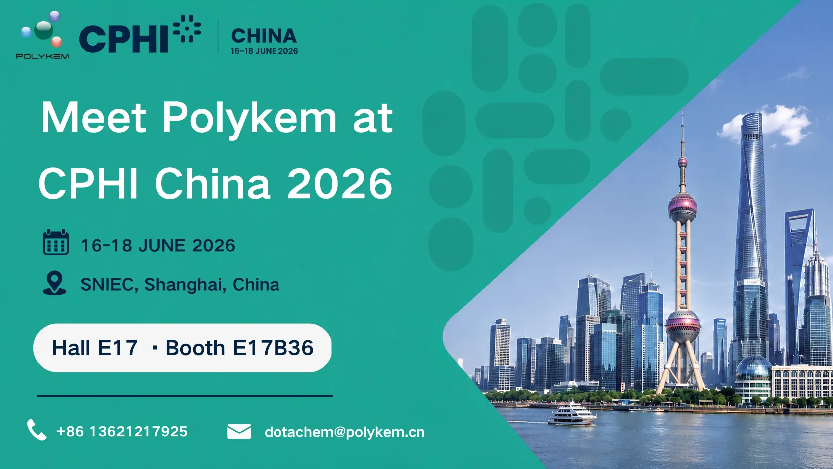 Polykem kanggo Pameran ing CPHI & PMEC China 2026